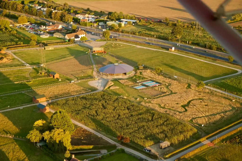 Aerial shot farm park 2021