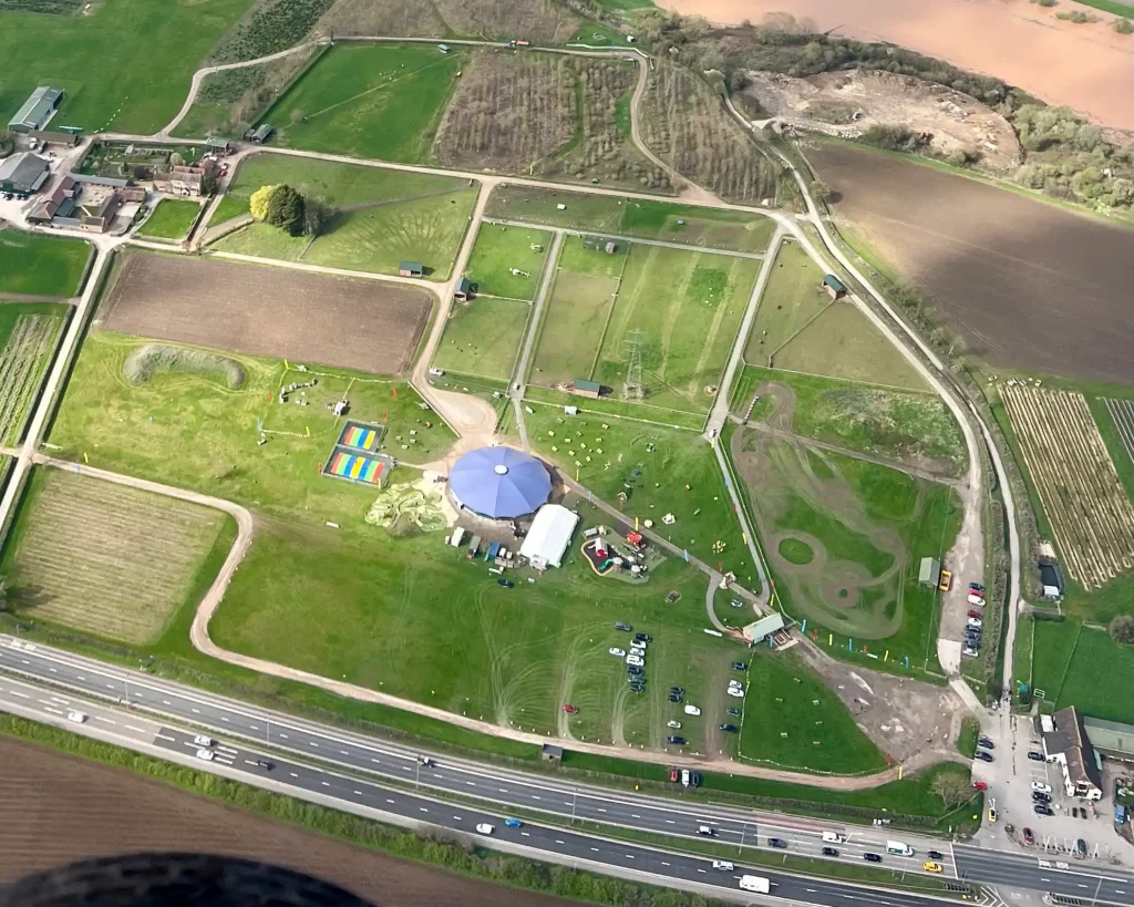 Aerial shot farm park 2023