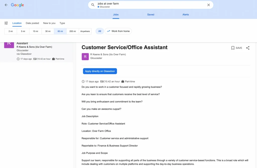 Google jobs page screenshot