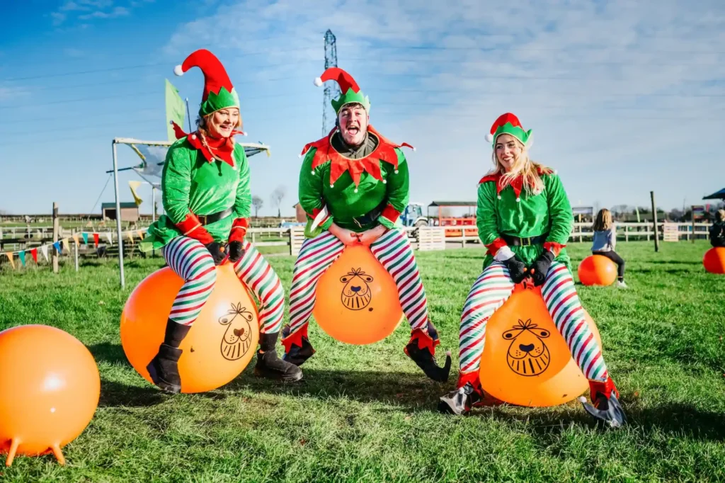 Elves on air bouncers
