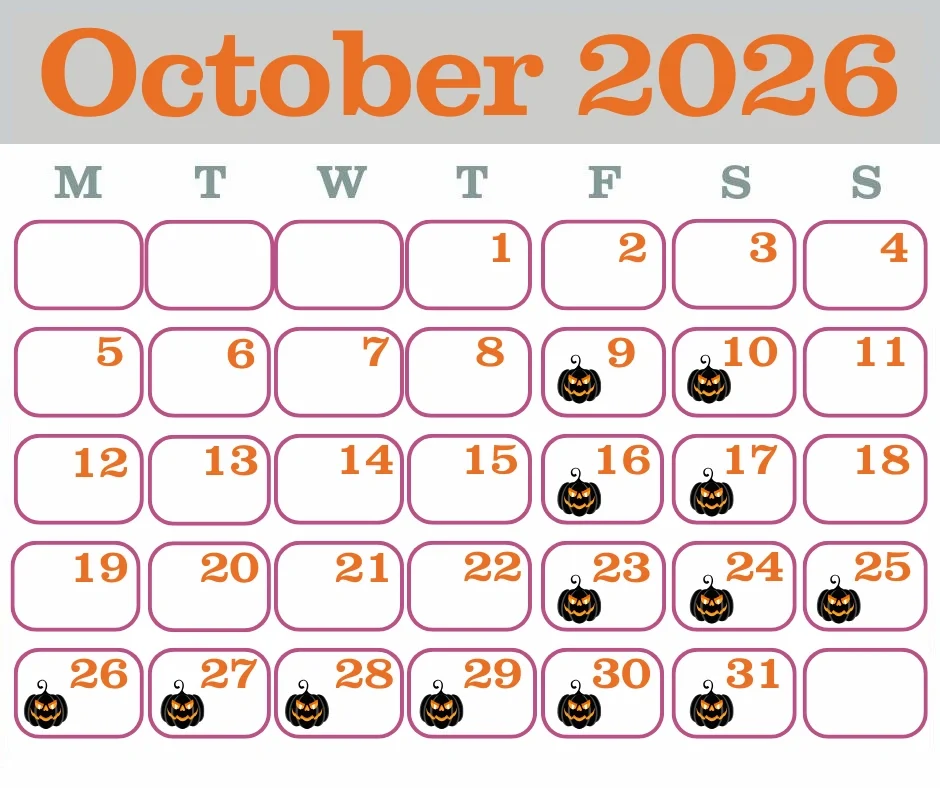 Pumpkins after dark 2026 calendar