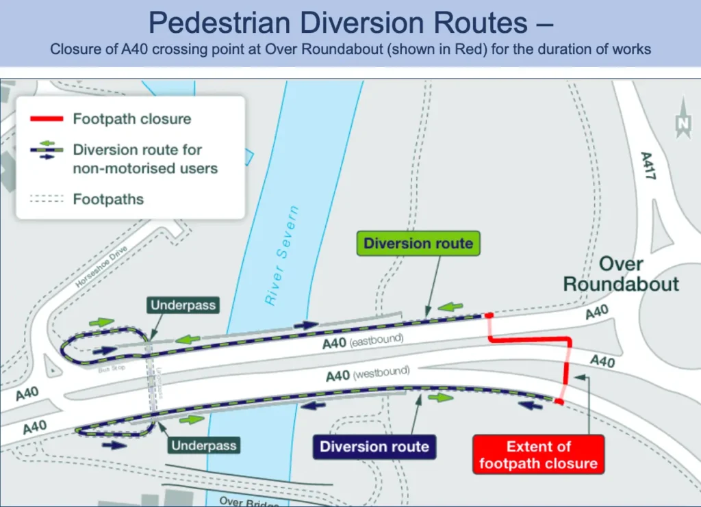 Roadworks pedestrian access under bridge