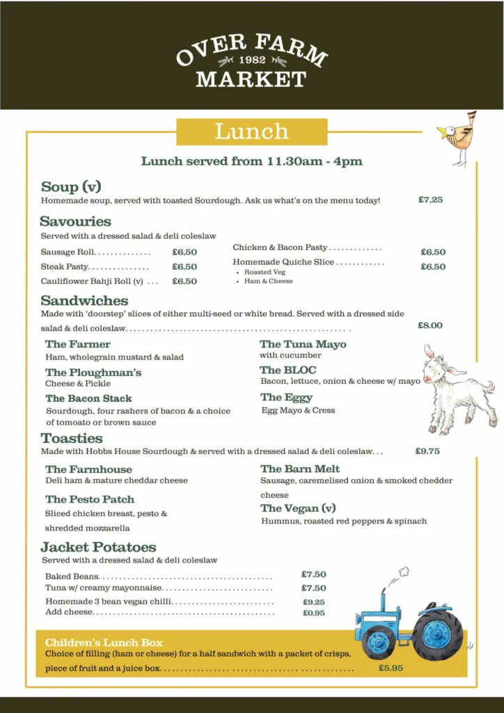 Cafe Lunch Menu 2026
